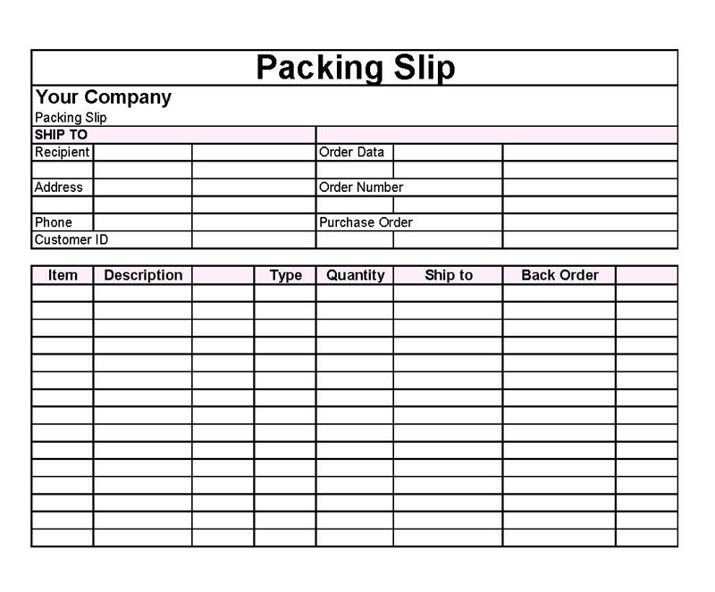 simple packing slip template