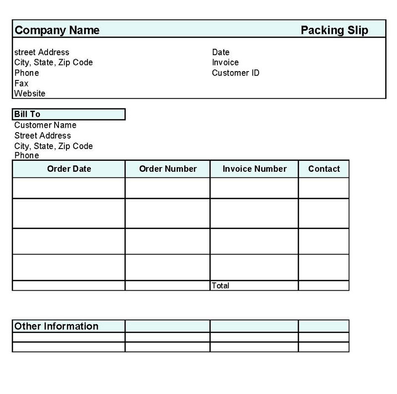 Great Packing Slip Template 16 for Excel format