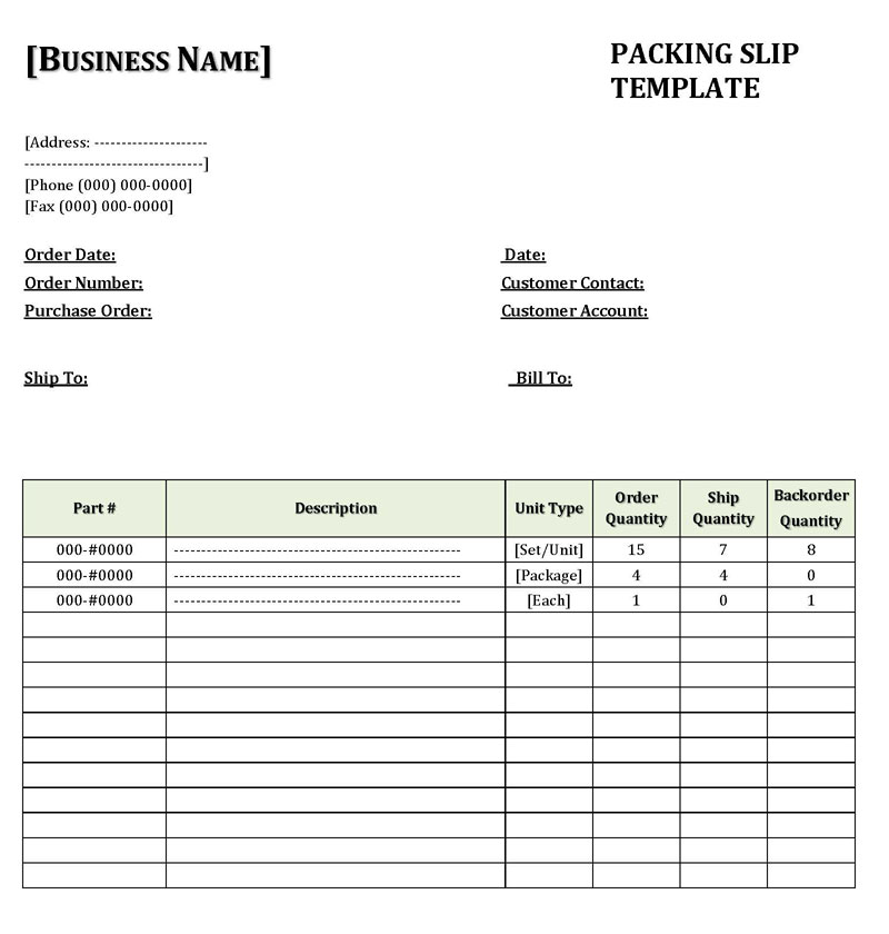 "Excel Packing Slip Template"