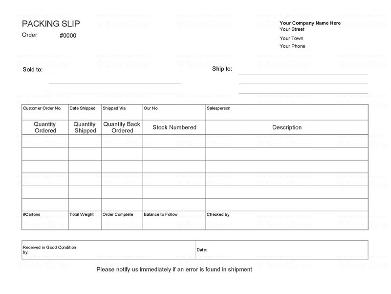 free packing slip template word