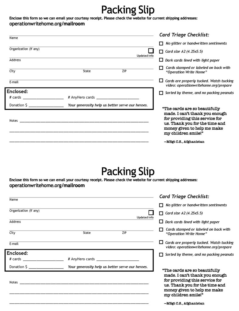 "Excel Packing Slip Format"