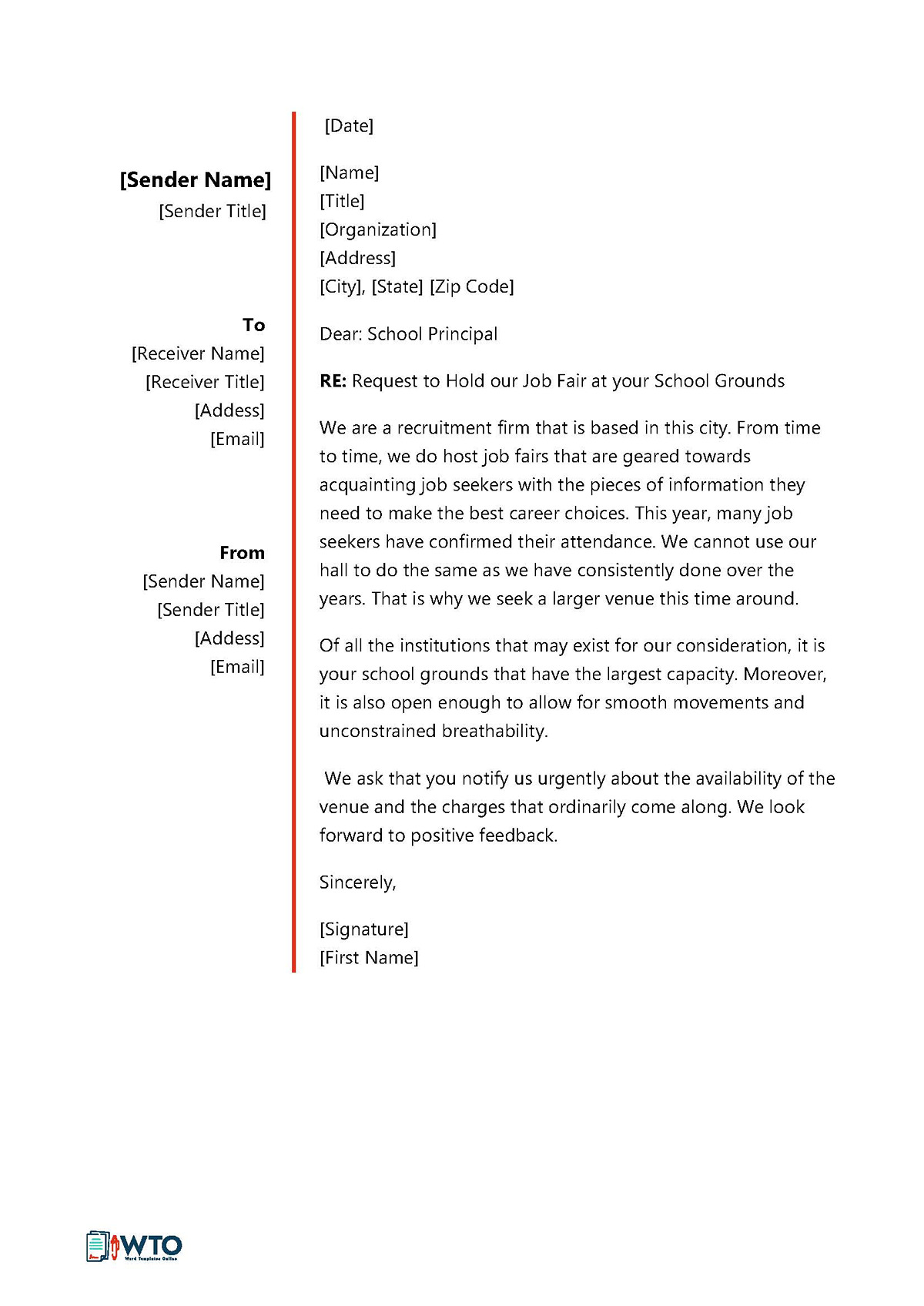Comprehensive Editable Request for Job Fair Permission Letter Template as Word Format