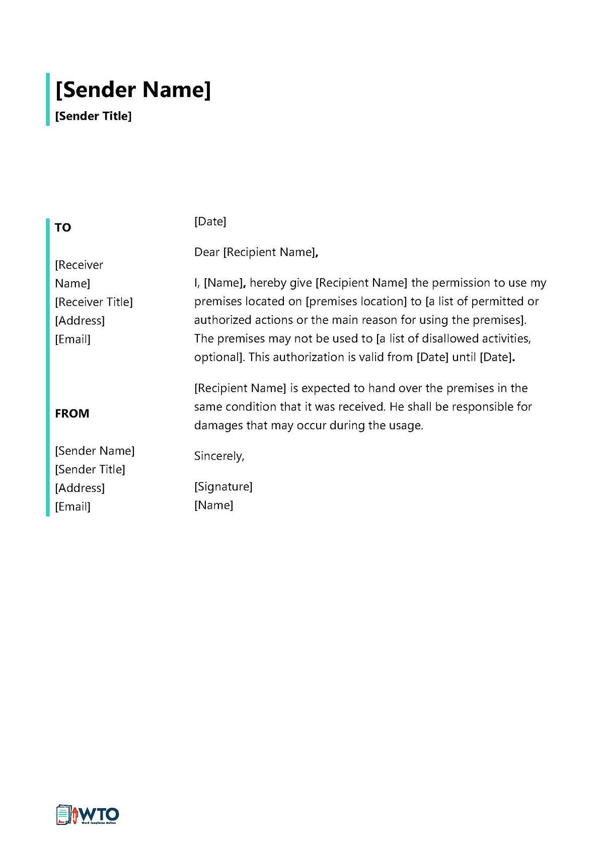 Downloadable Permission Letter Template - Word Format