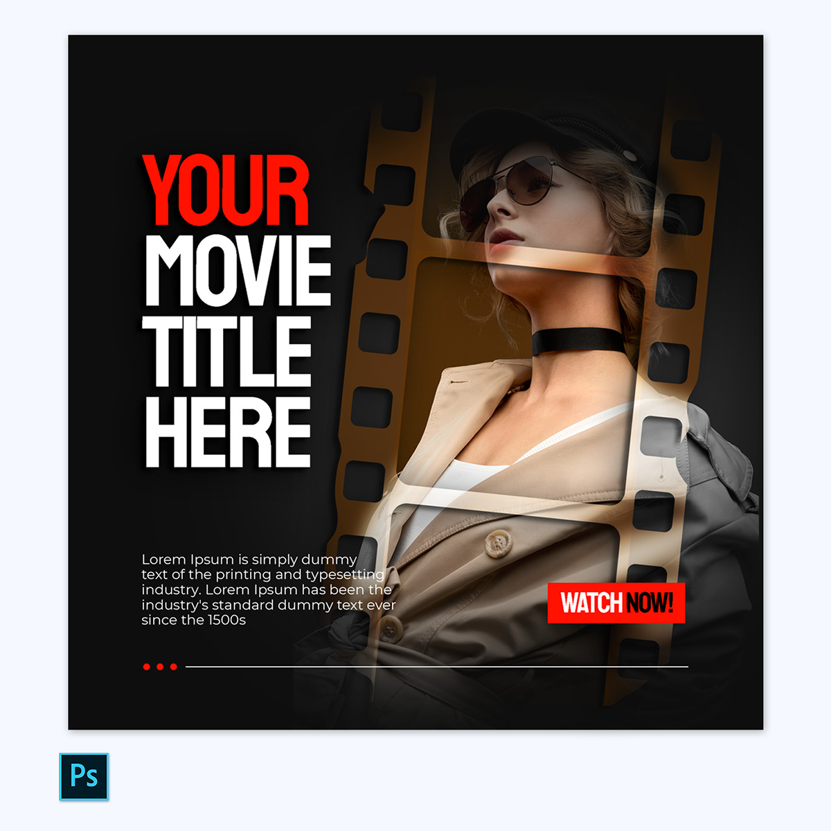 Printable Movie Poster Template 02 in Photoshop