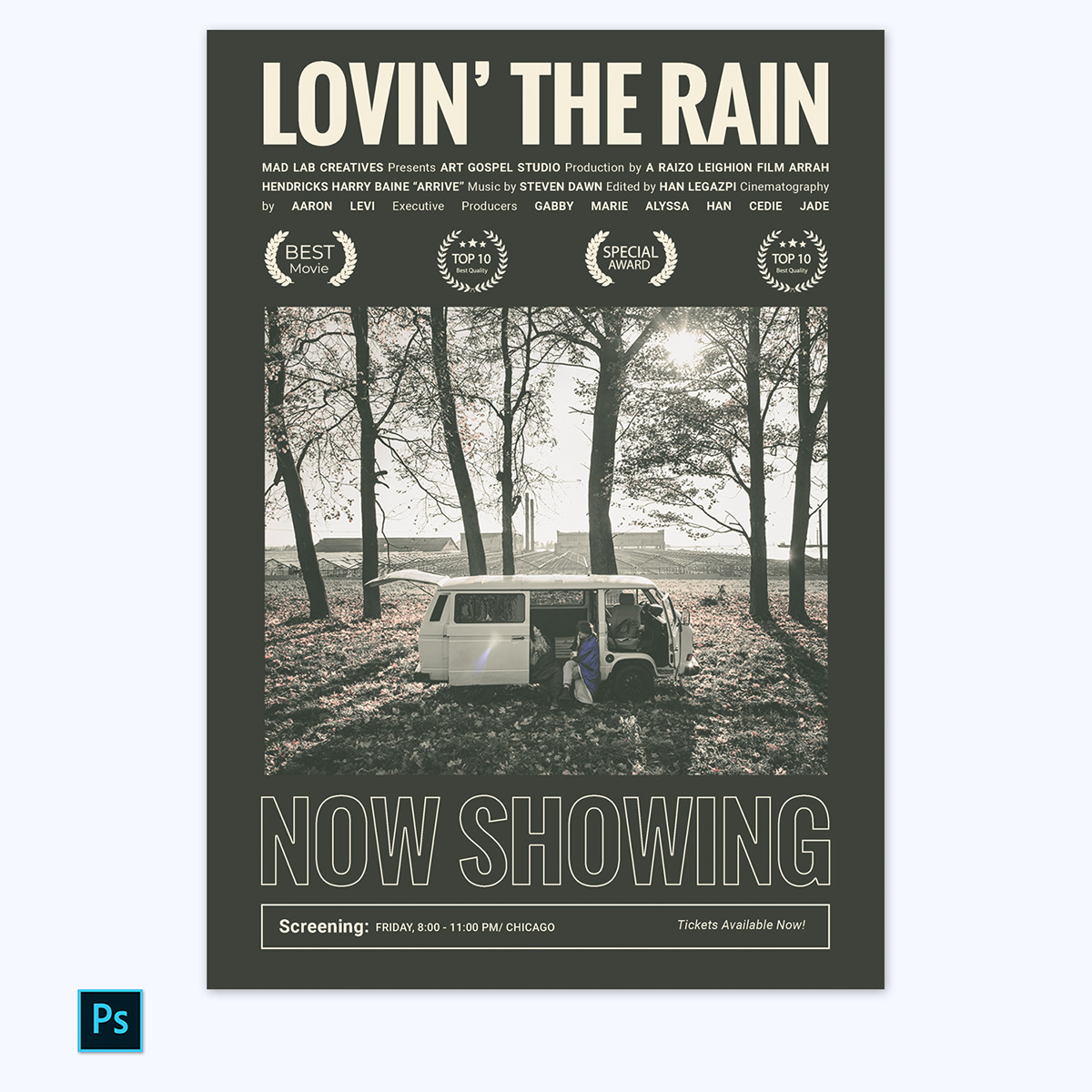 Editable Movie Poster Template 05 in Photoshop