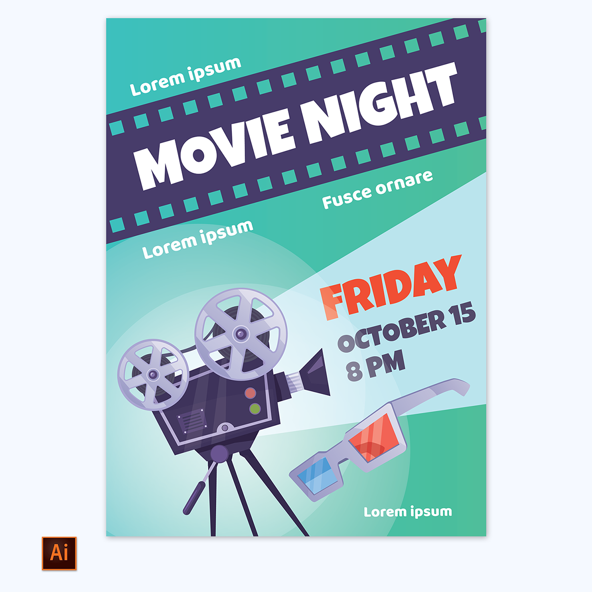 Free Movie Poster Template 06 in Illustrator