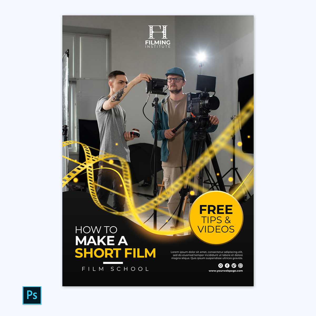 Editable Movie Poster Template 07 in Photoshop