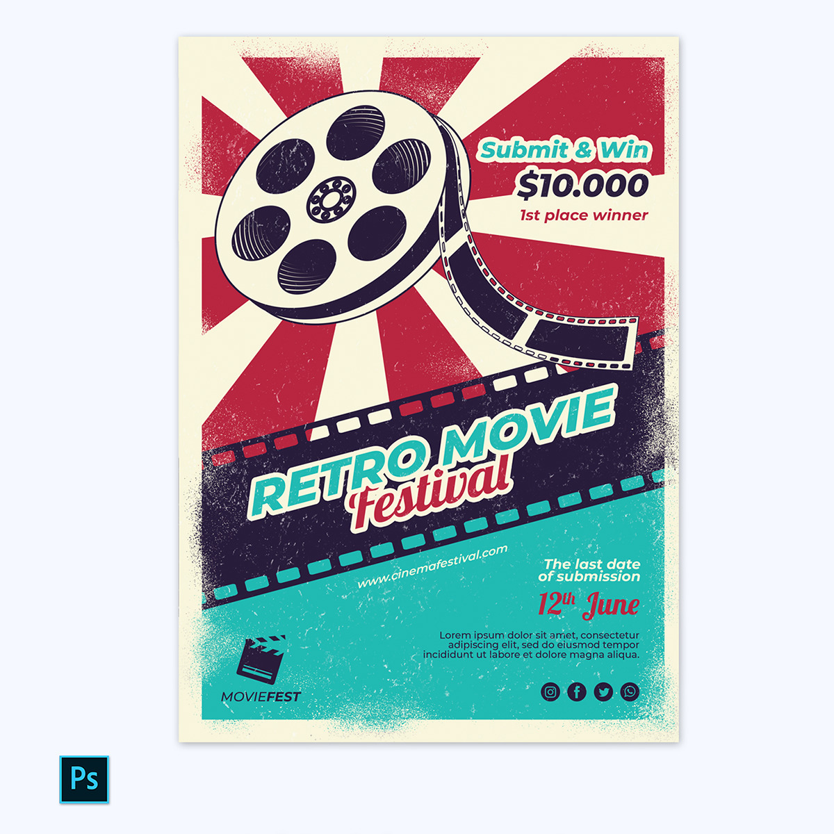 Movie poster template PSD download - Free printable