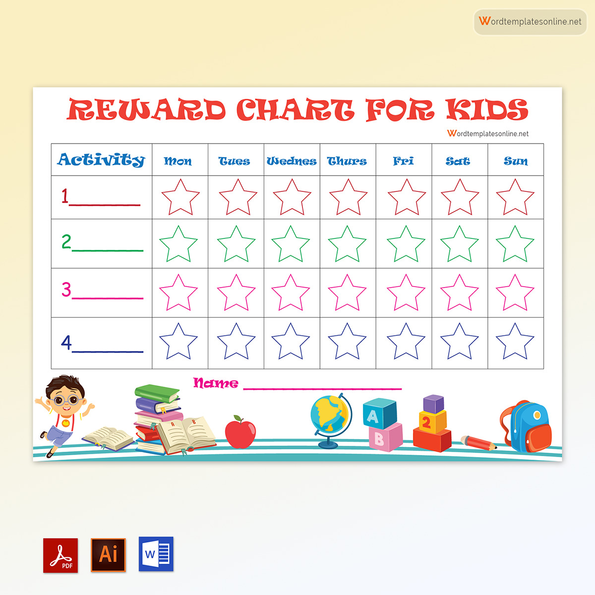 Great Printable Parenting Technique Reward Chart for Kids Template 02 in Word and Adobe Format