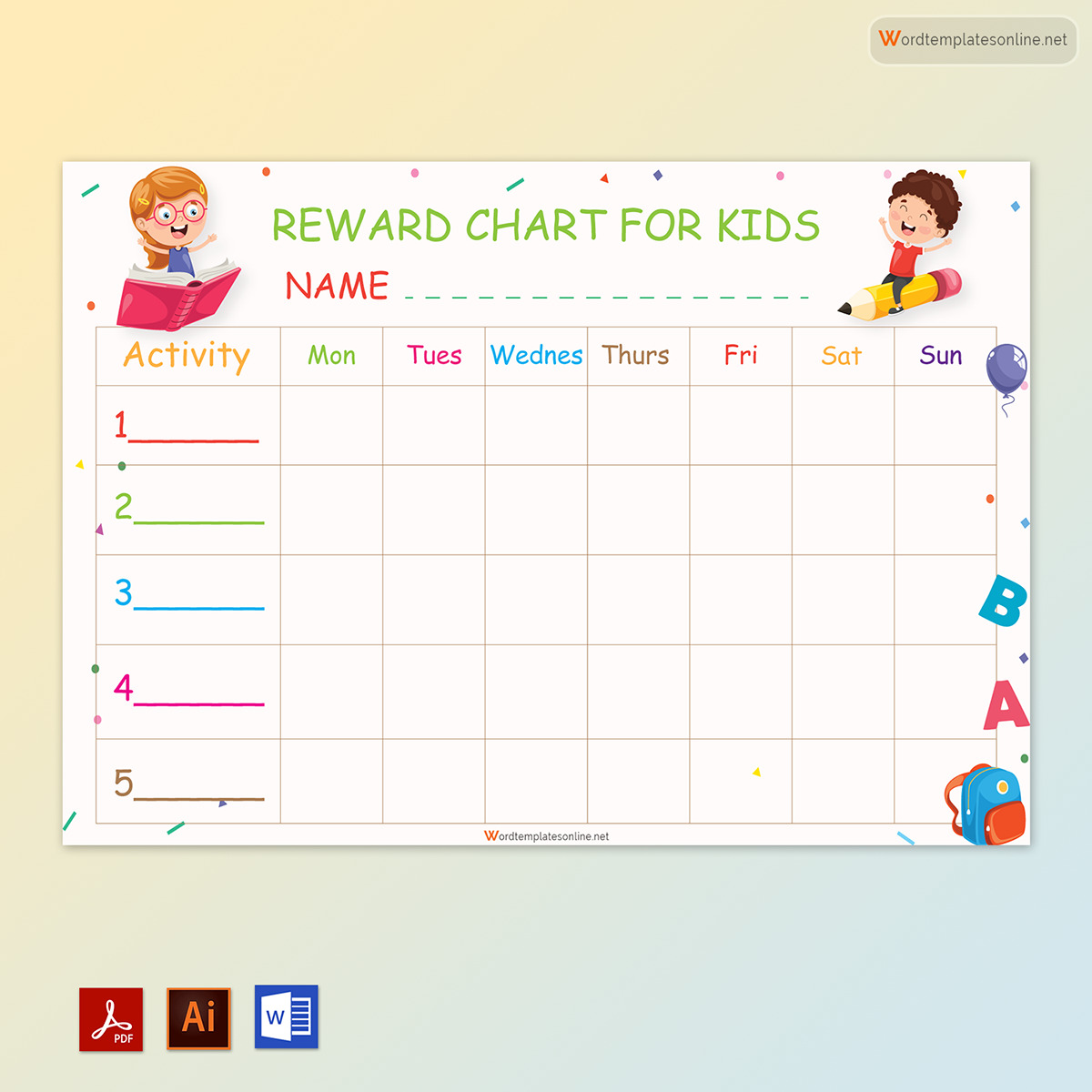 Great Printable Parenting Technique Reward Chart for Kids Template 01 in Word and Adobe Format
