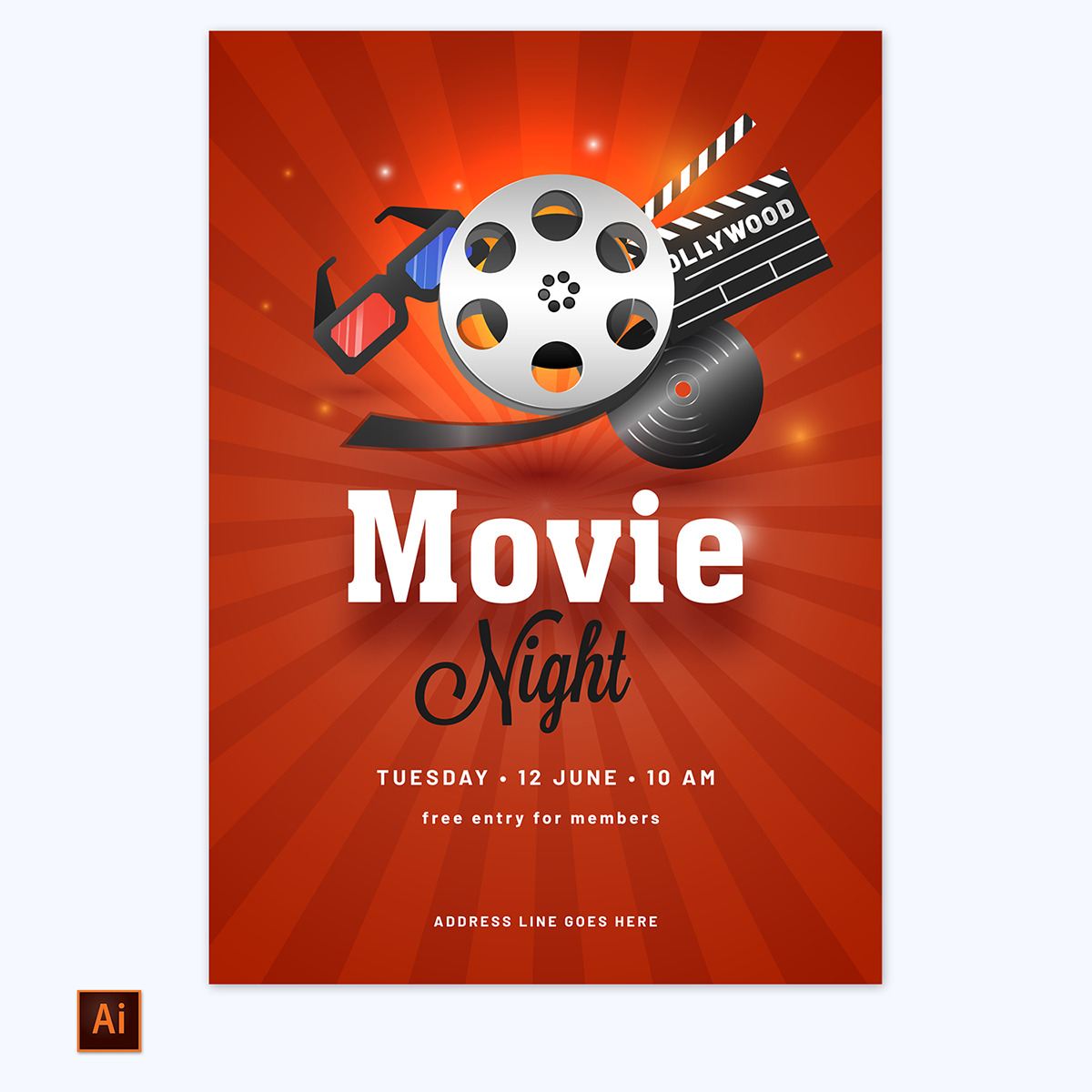 Editable Movie Poster Template 12 in Illustrator