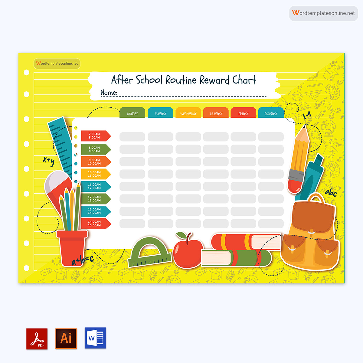 Example Reward Chart for Kids - Editable Template Sample