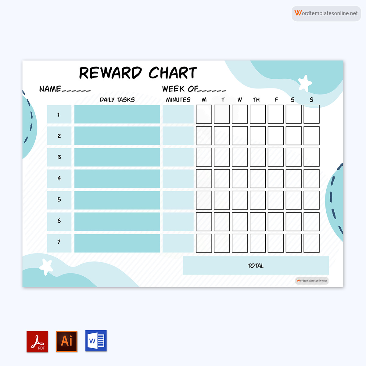 Printable Reward Chart for Kids - Editable Form Sample