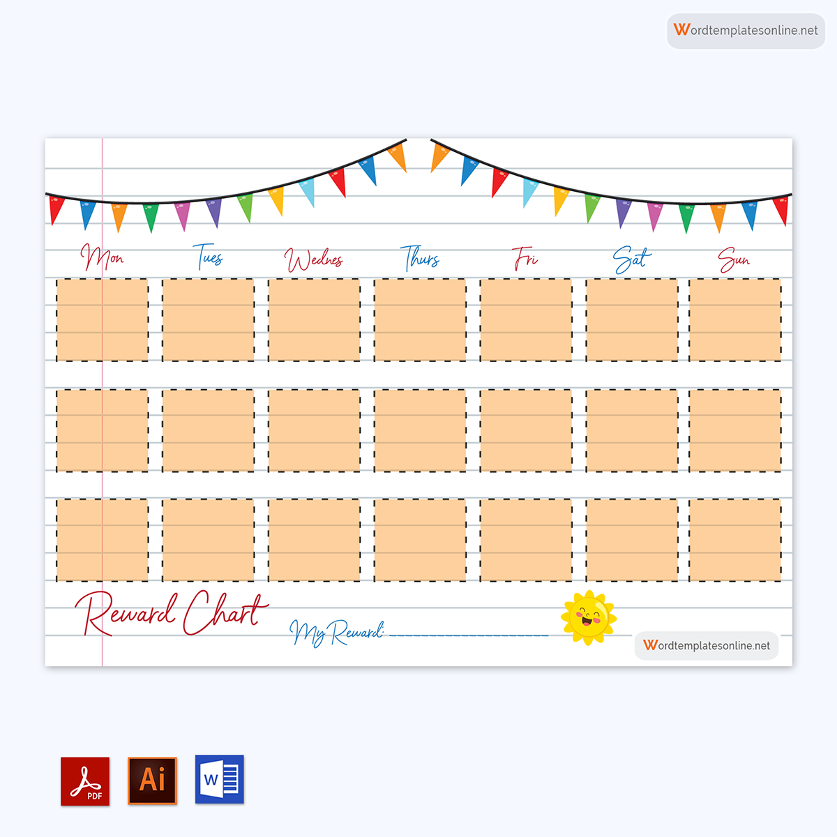 Creative Printable Parenting Technique Reward Chart for Kids Template 06 in Word and Adobe Format
