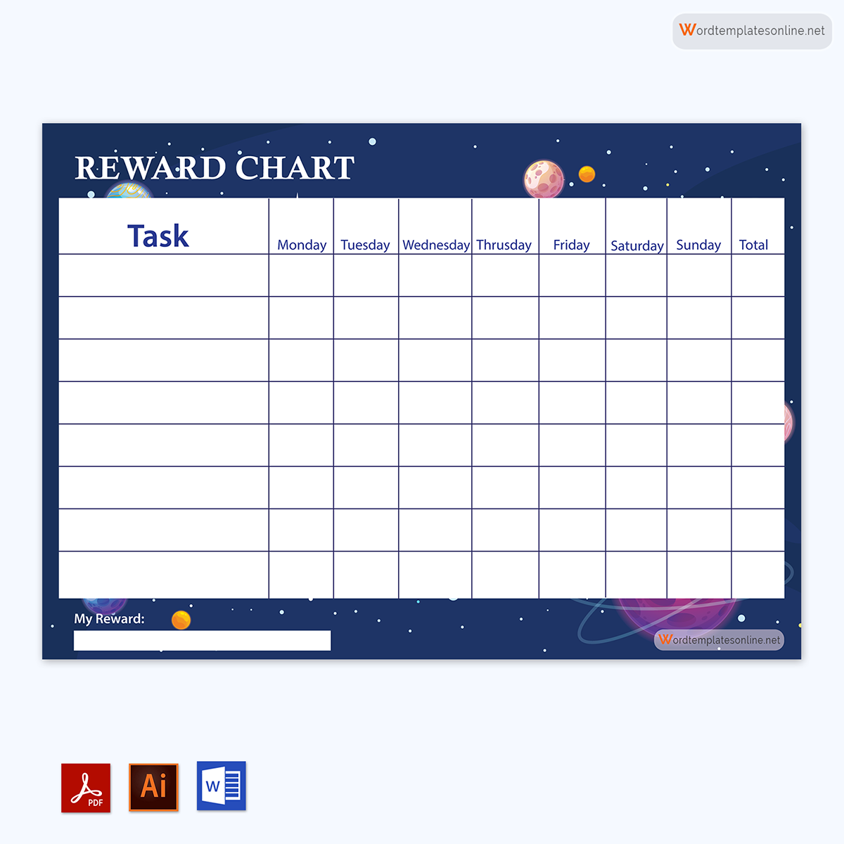 Creative Printable Parenting Technique Reward Chart for Kids Template 08 in Word and Adobe Format
