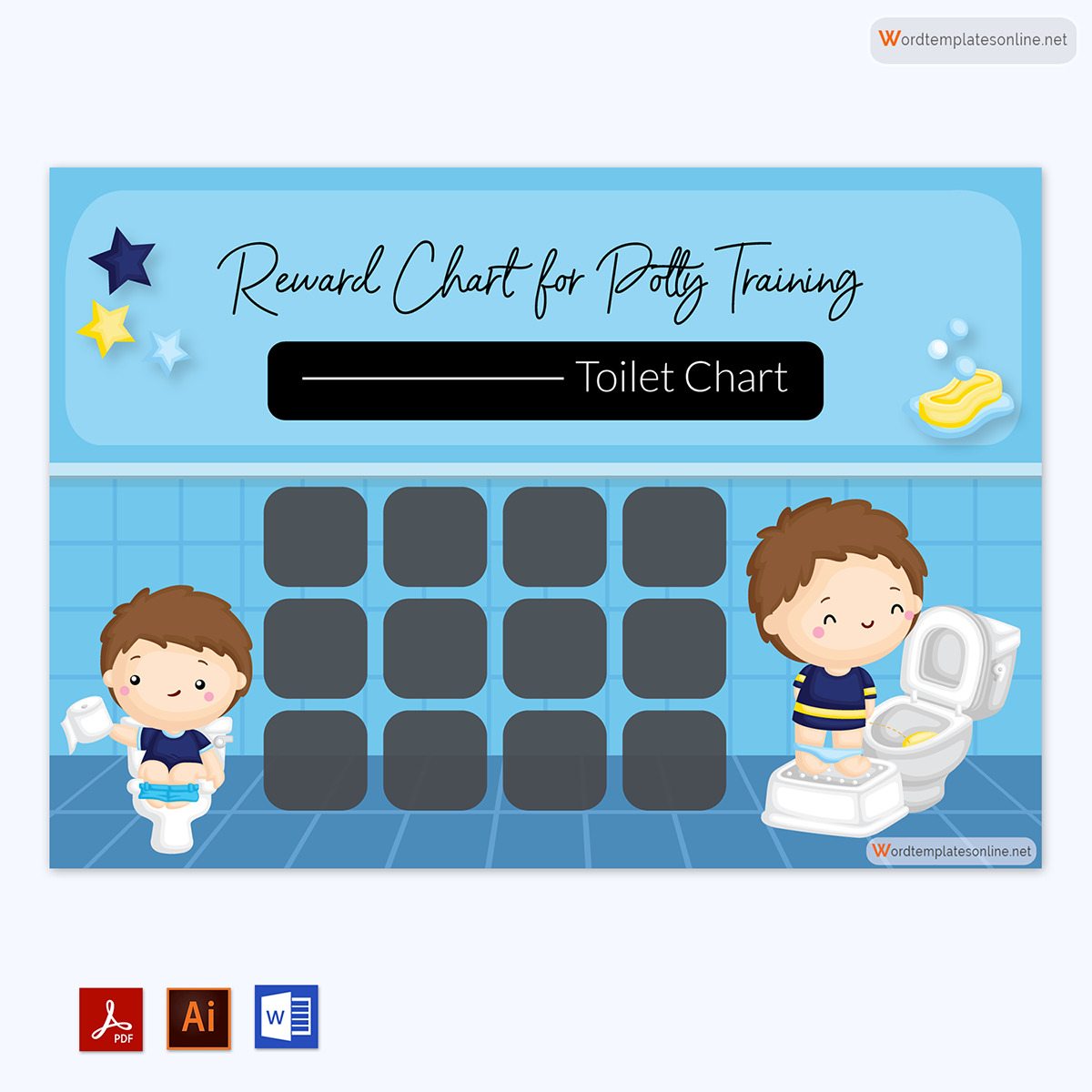 Free Editable Reward Chart for Kids - Printable Example for Toilet Training