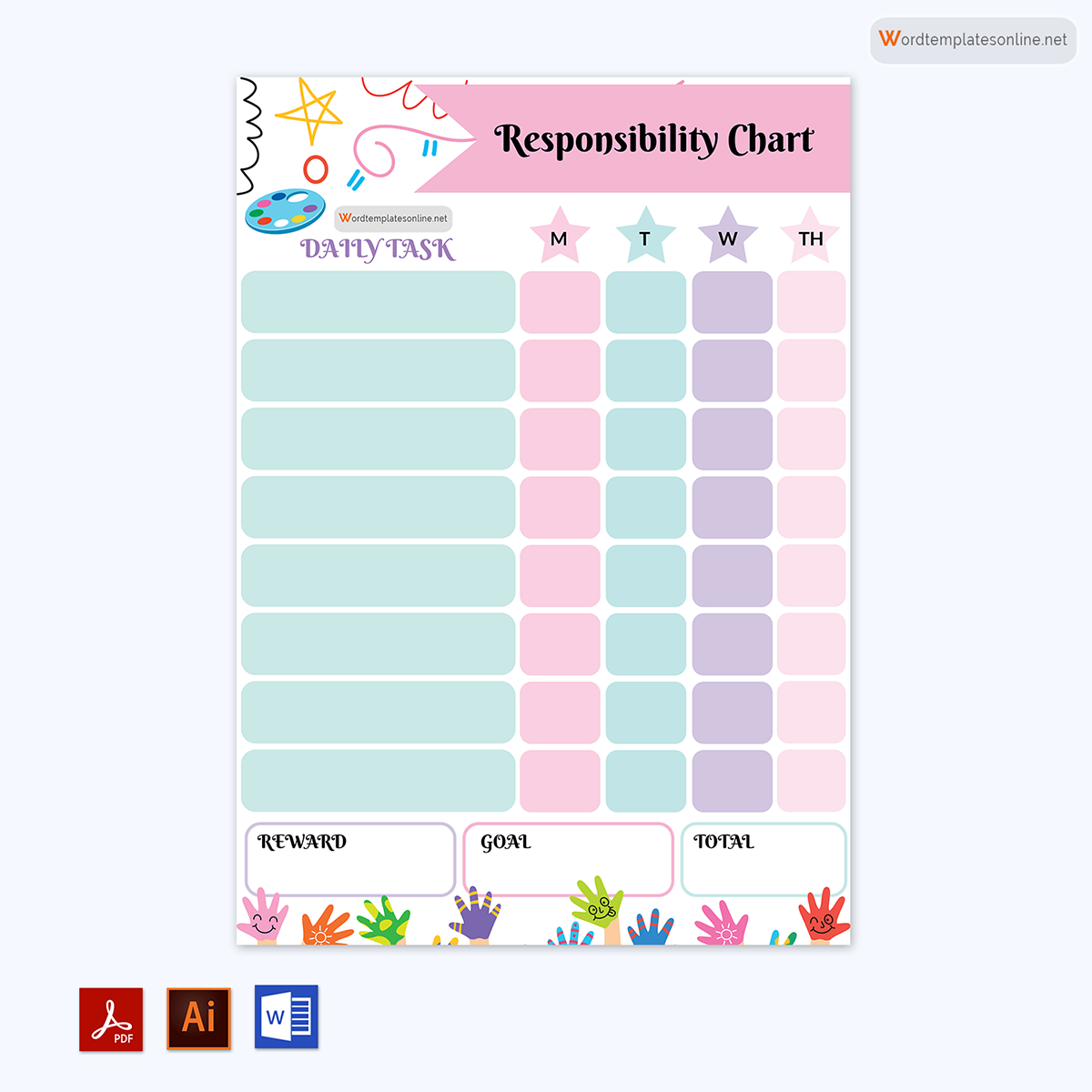 Free Customizable Parenting Technique Reward Chart for Kids Template 14 in Word and Adobe Format