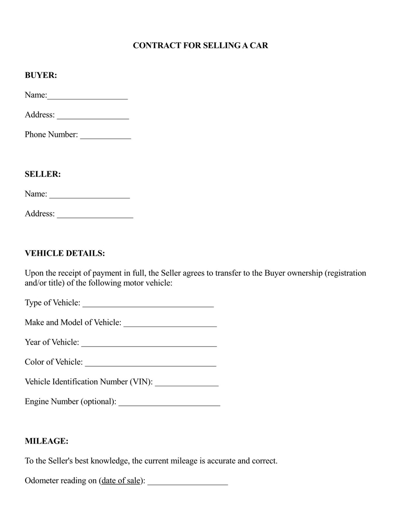 Free Printable New Car Purchase Agreement Template 02 for Word File