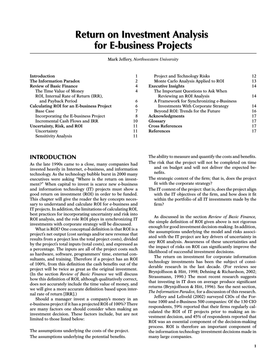 Free Project Analysis Template PDF 01