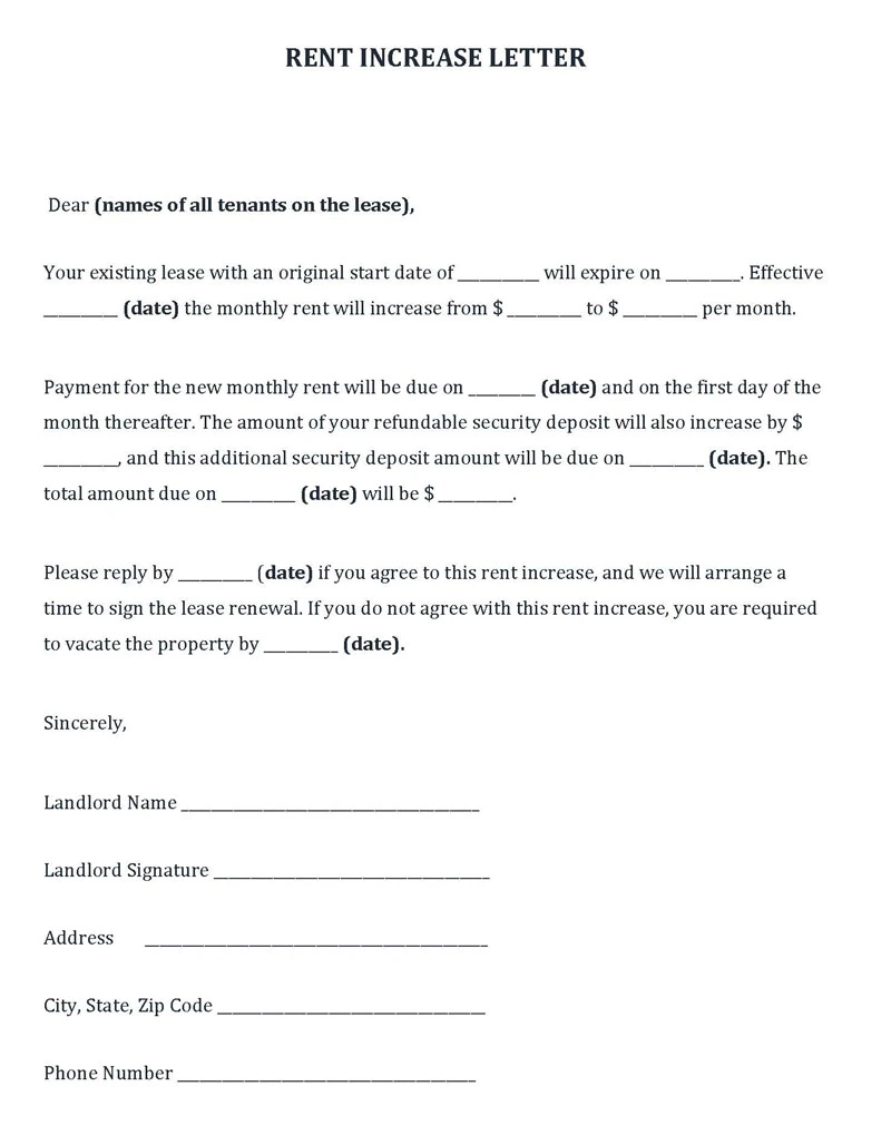 Friendly Rent Increase Letter to Tenant (Sample Letters)