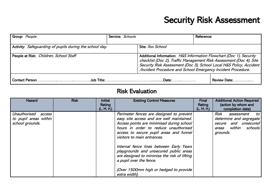 Free Printable Security Risk Assessment Form as Word File