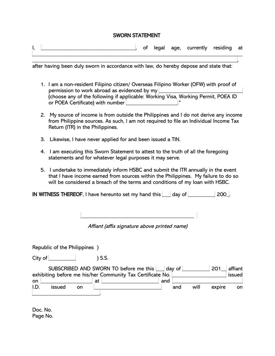 narrative statement example divorce