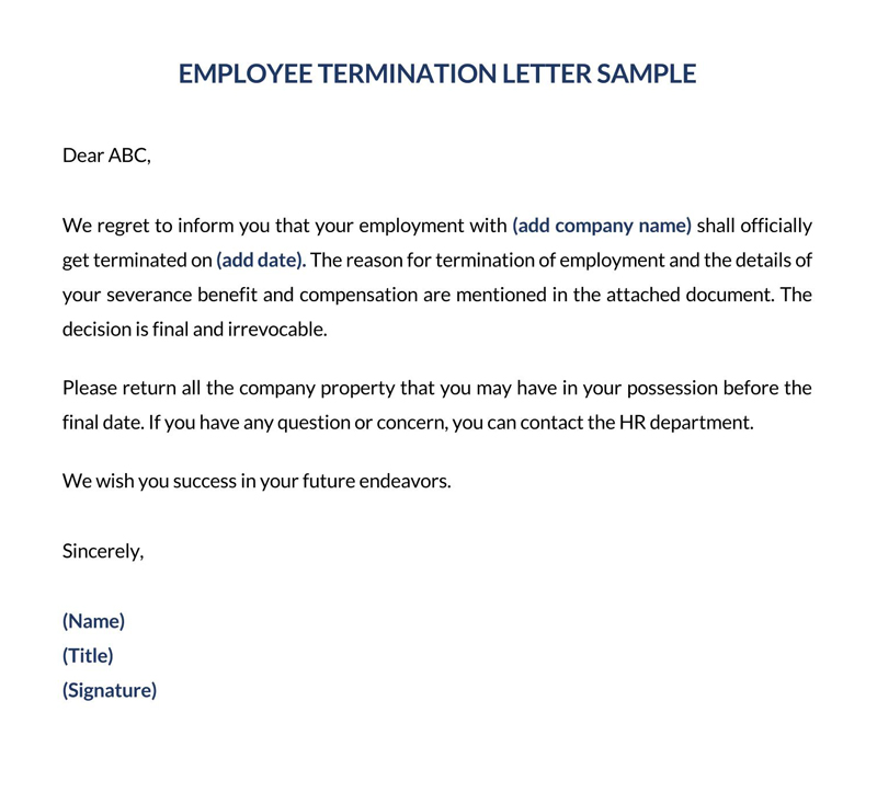 termination letter format in word