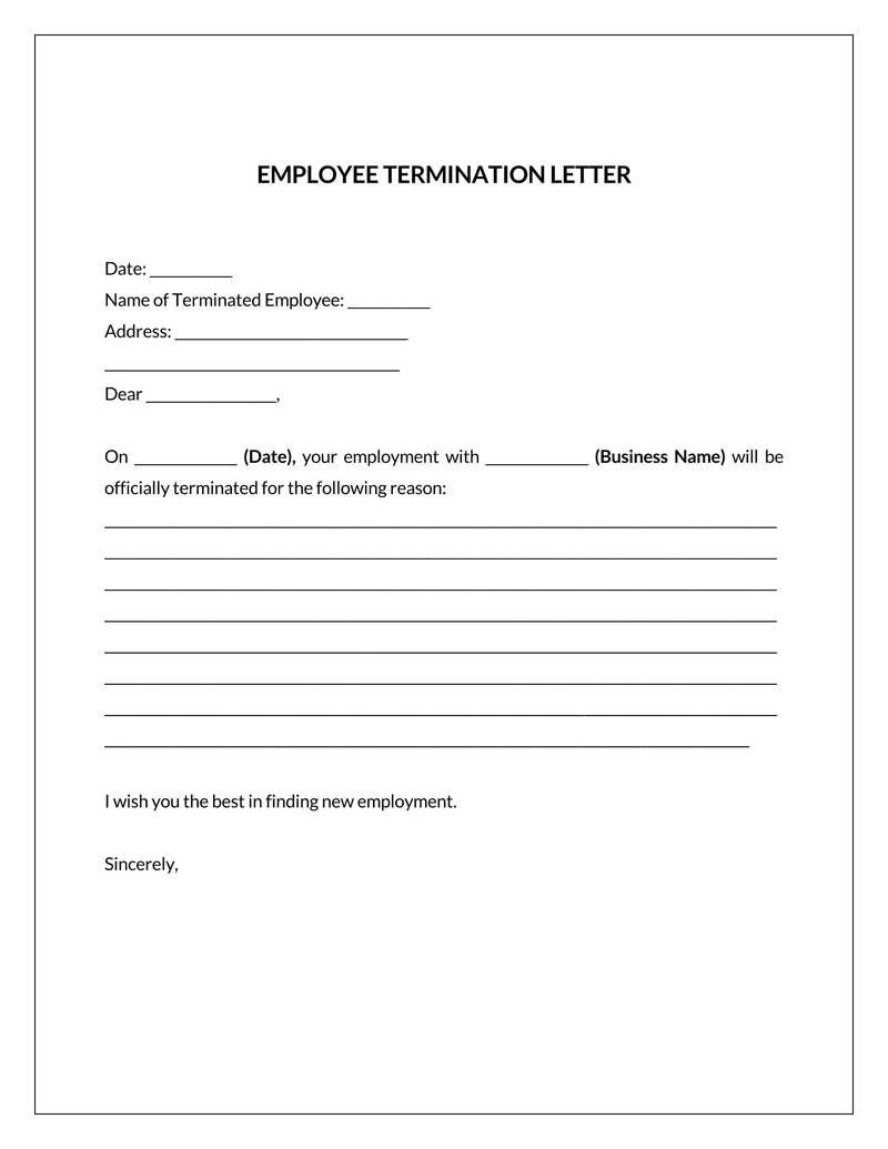 Editable Termination Letter Template PDF