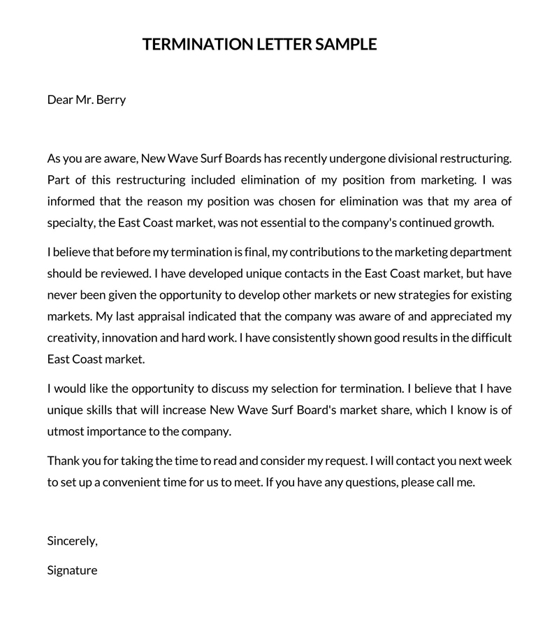 free termination letter template