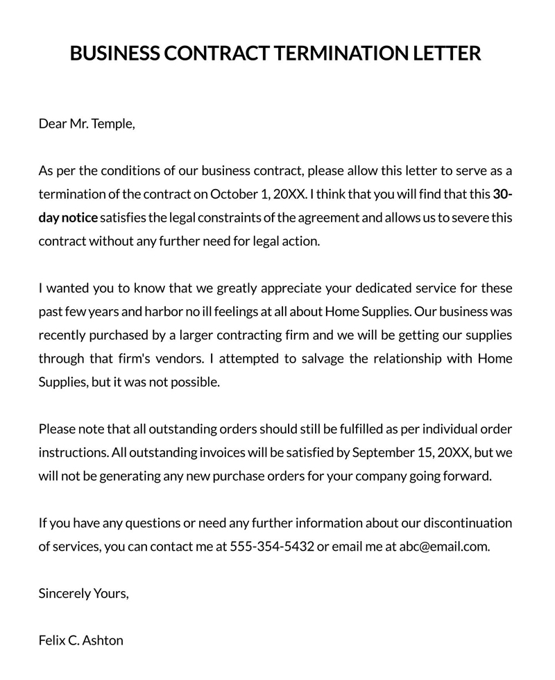 Professional Termination Letter Template Word