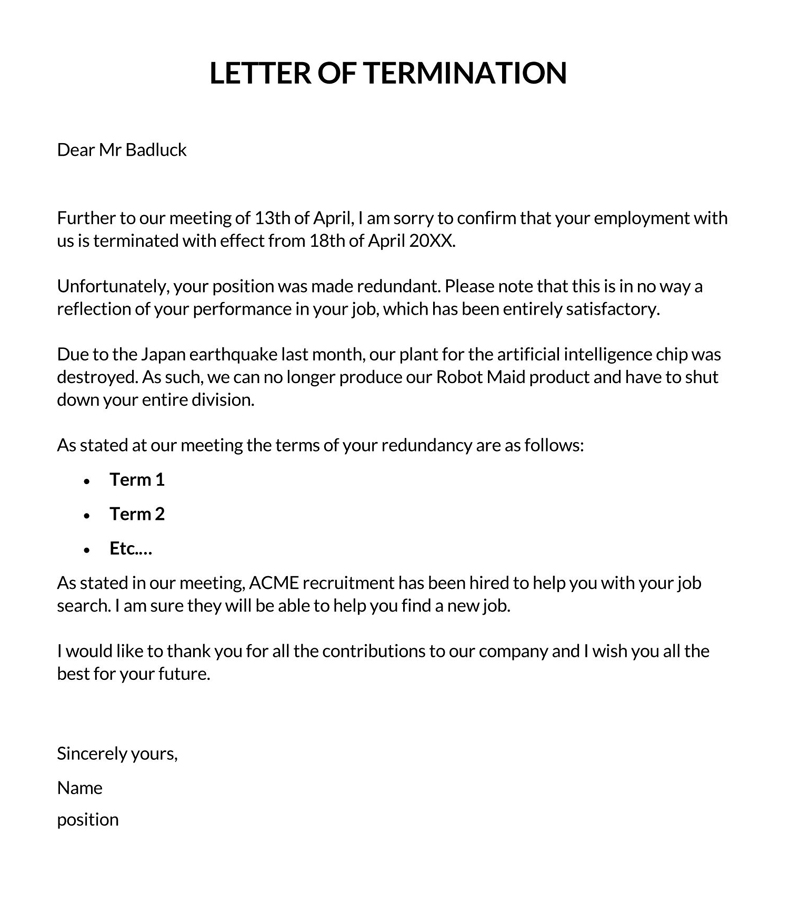 immediate termination letter to employee for misbehaviour