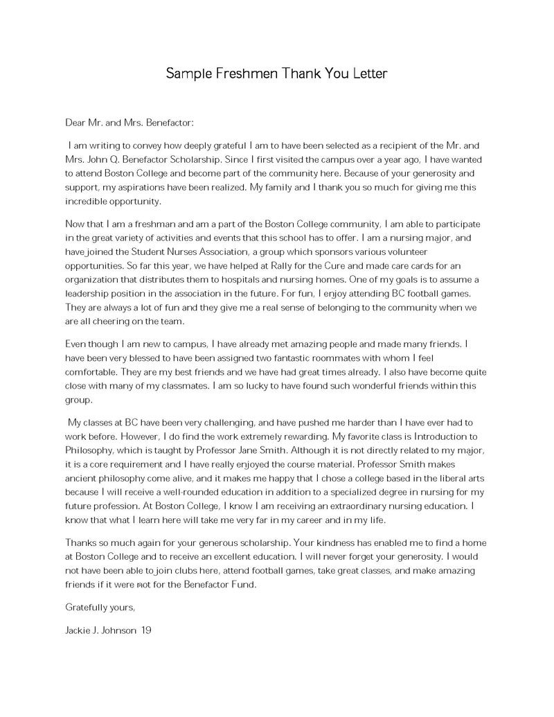 Free Scholarship Thank You Letter Sample 05 for Pdf File