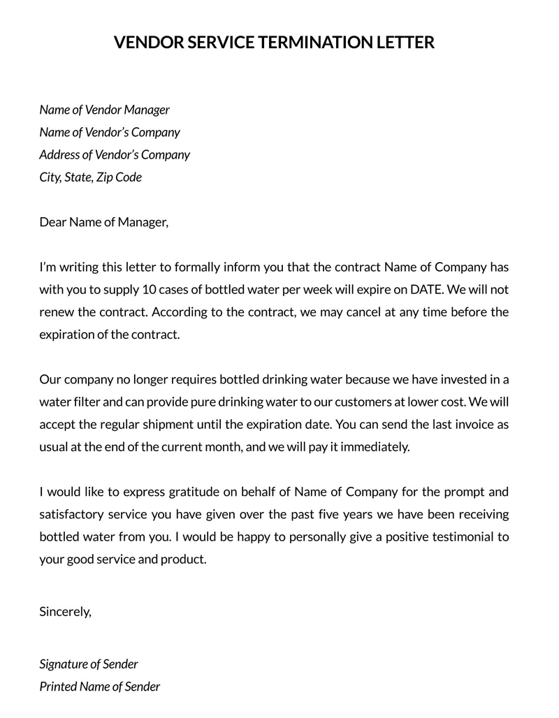 Termination Letter Template Example