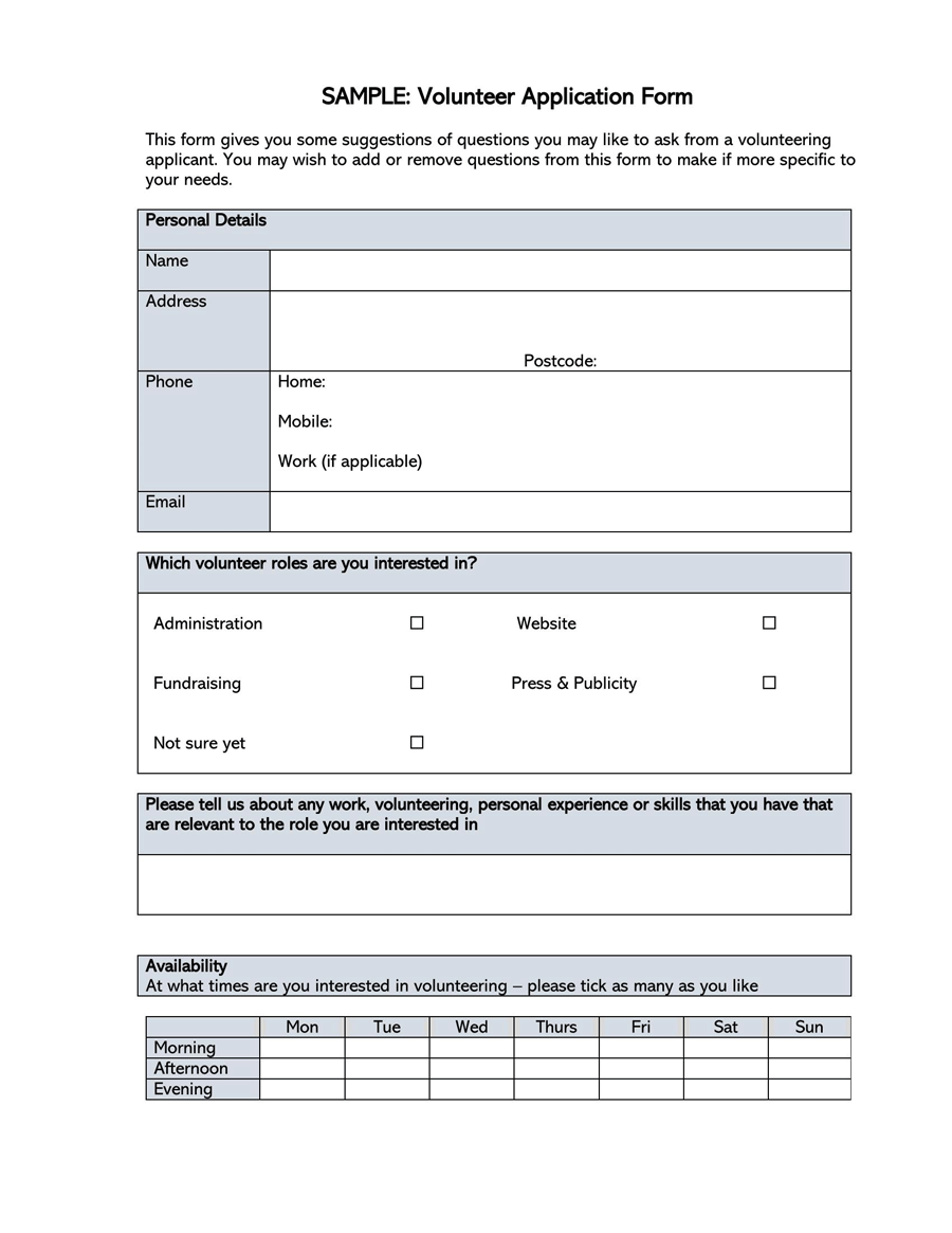 Customizable Volunteer Application Form 01