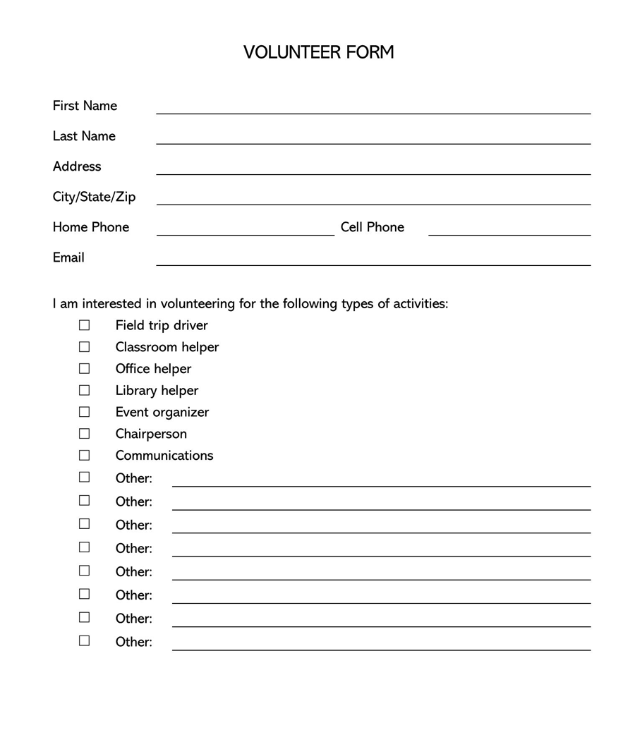 Simple Volunteer Application Form