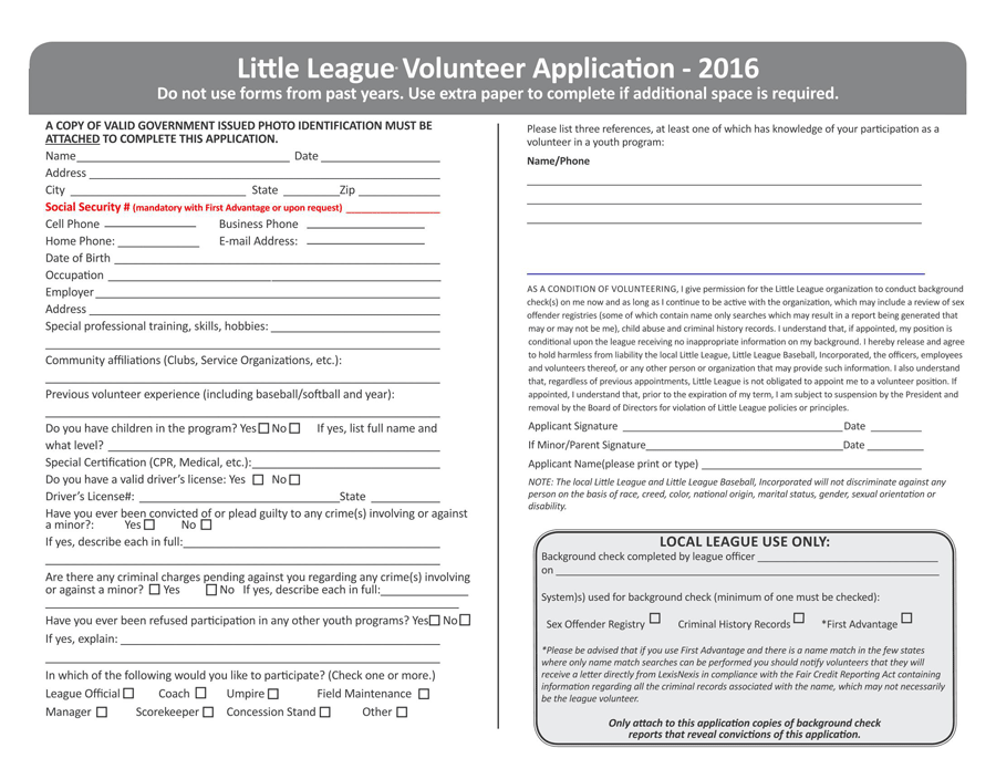 Volunteer Application Form for Organization 