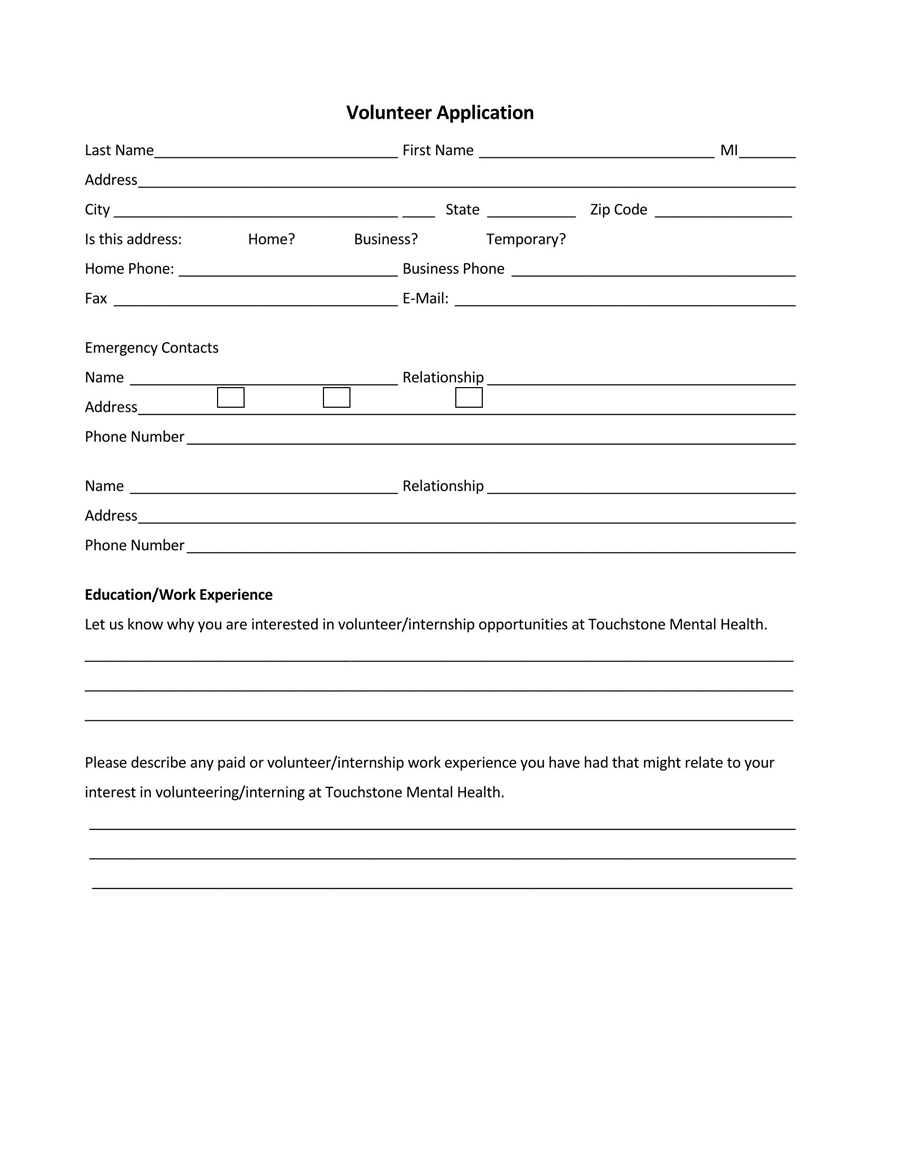Free Volunteer Application Forms (Templates) - Word, PDF