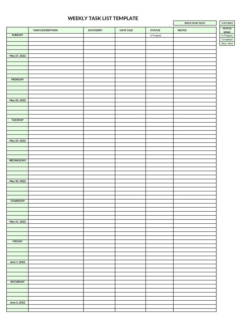 Excel Weekly Planner Template 03