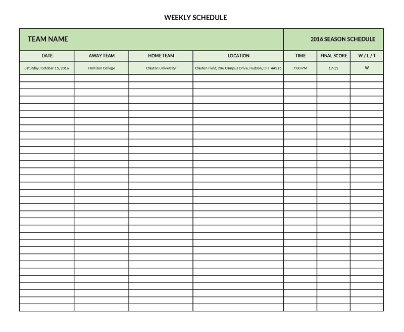 Excel Weekly Planner Template 11