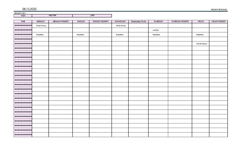 Excel Weekly Planner Template 18