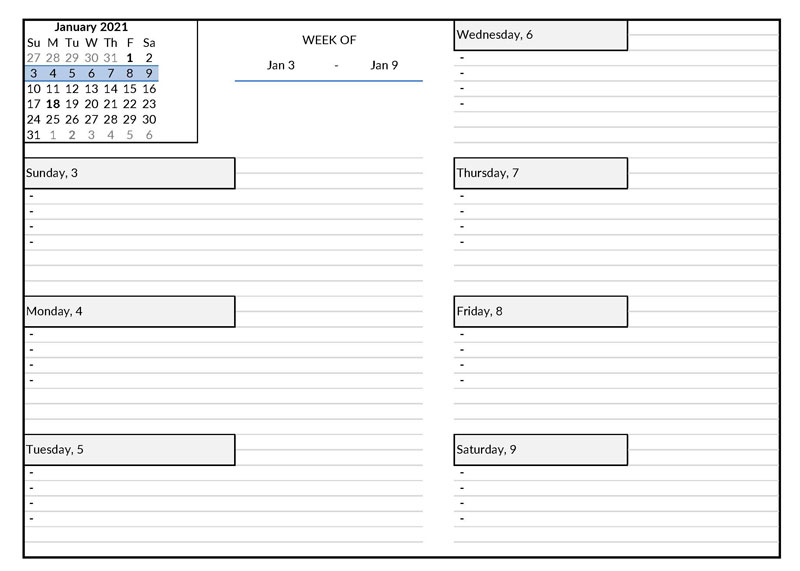  weekly planner template excel free download