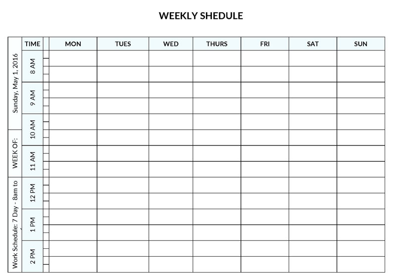 weekly planner excel template 2021