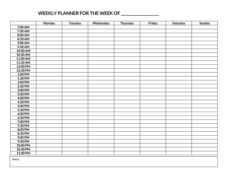 32 Free Weekly Planner Templates (Schedule) - Word, Excel