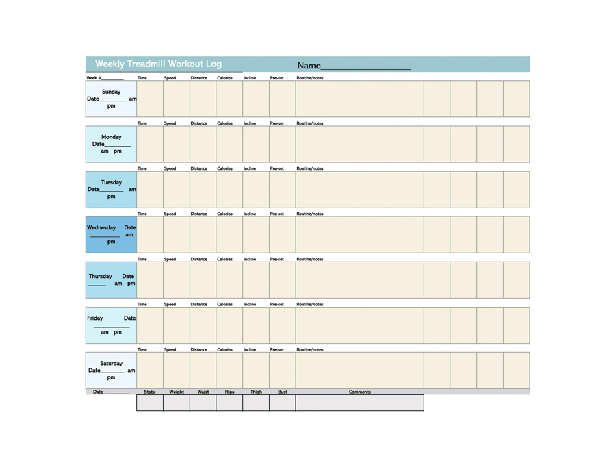 Excel Workout Log Sheet Template 12