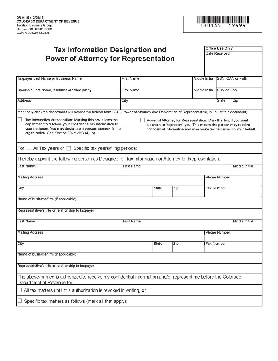 Colorado Tax Power of Attorney - Free Template