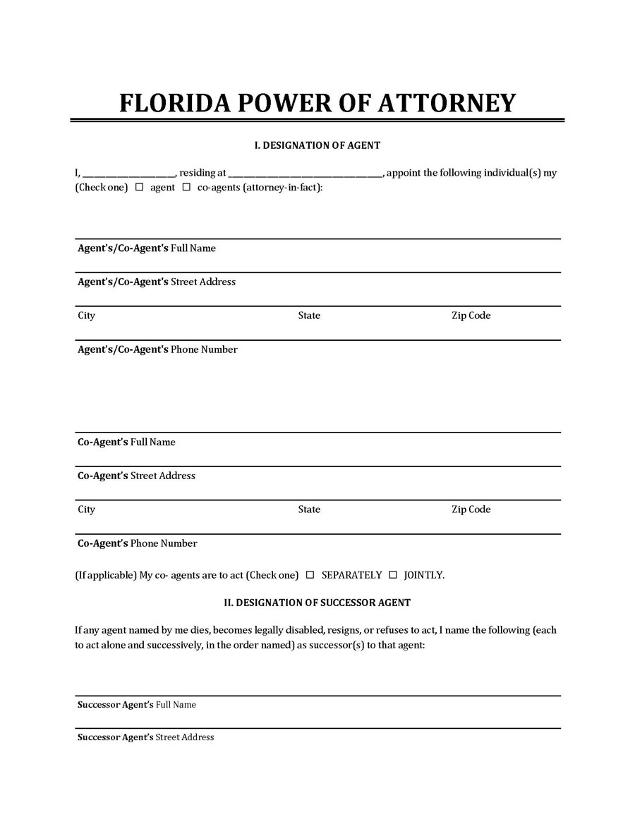 Free Printable Florida General Power of Attorney Form as Word File