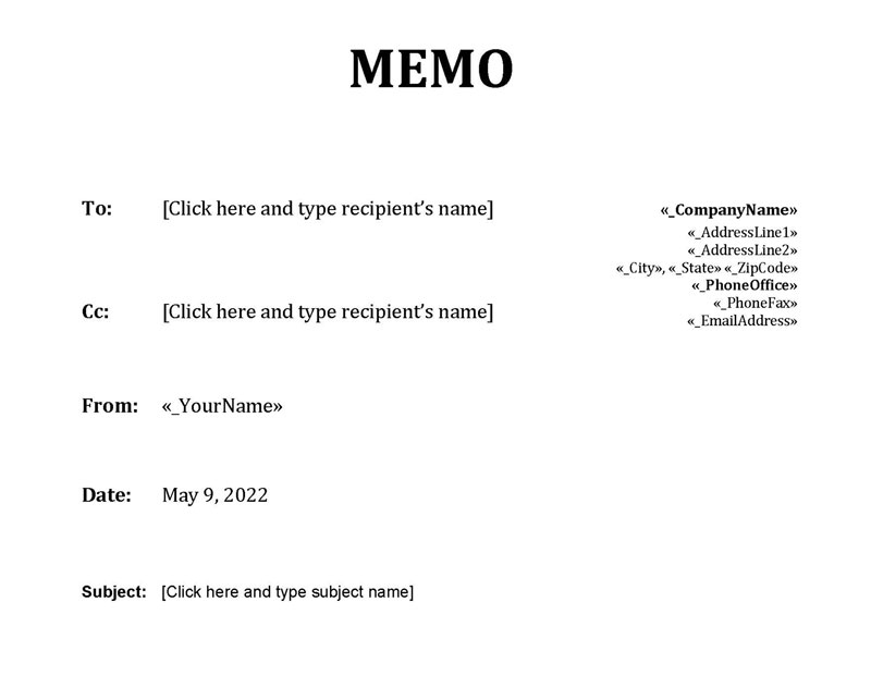 memo templates free doc