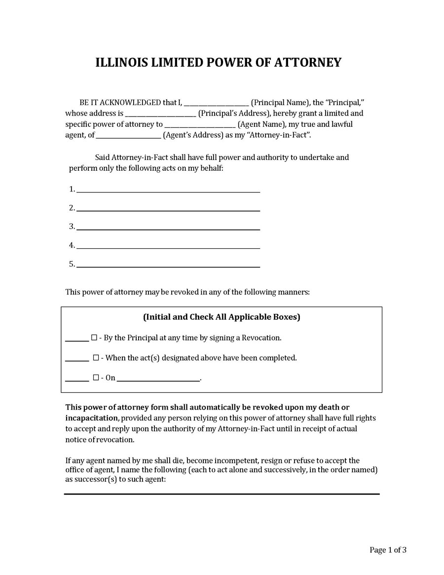 limited illinois power attorney form doc
