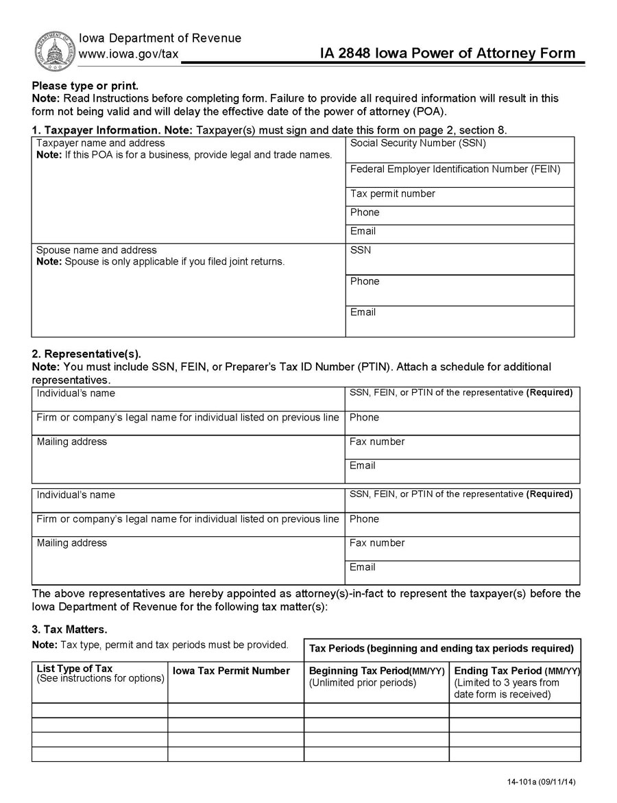 Tax Power of Attorney Form Word