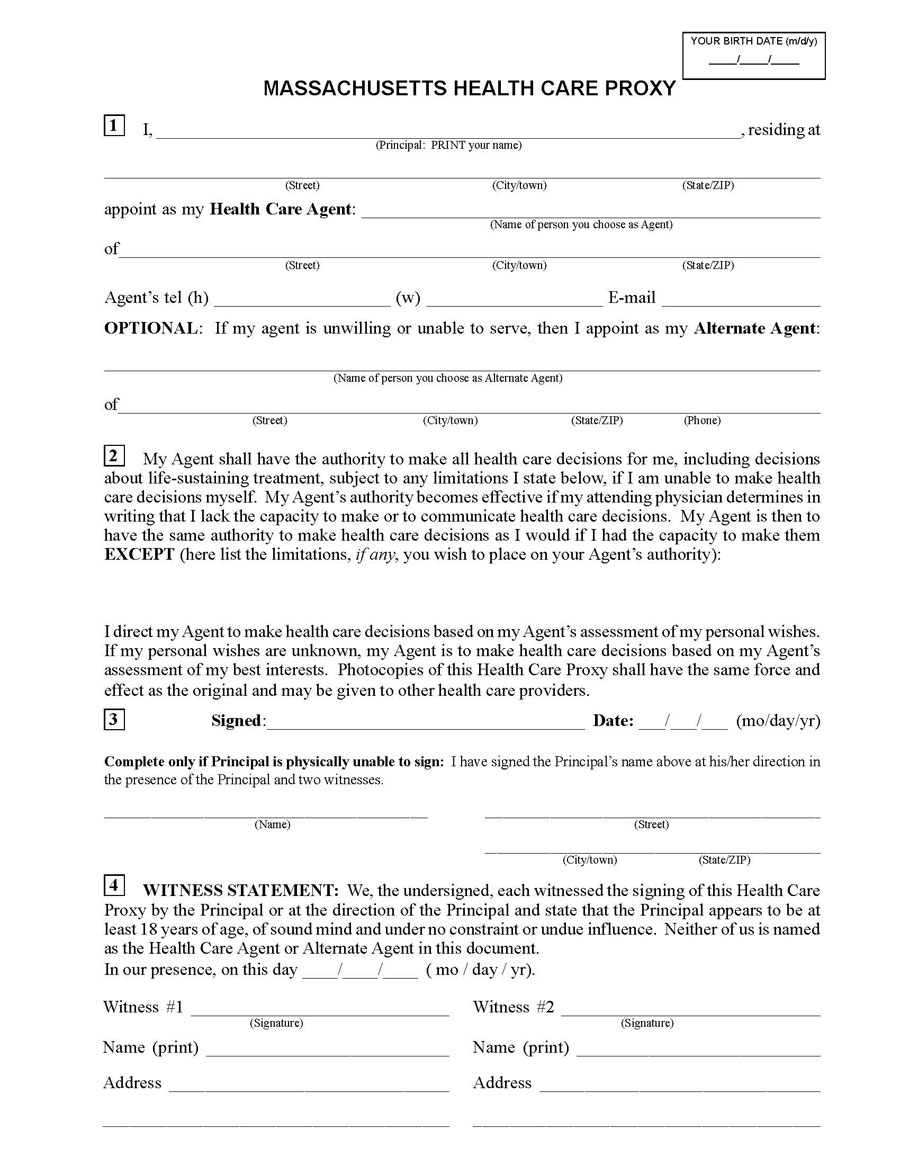Professional Printable Massachusetts Medical Durable Power of Attorney Form for Word File